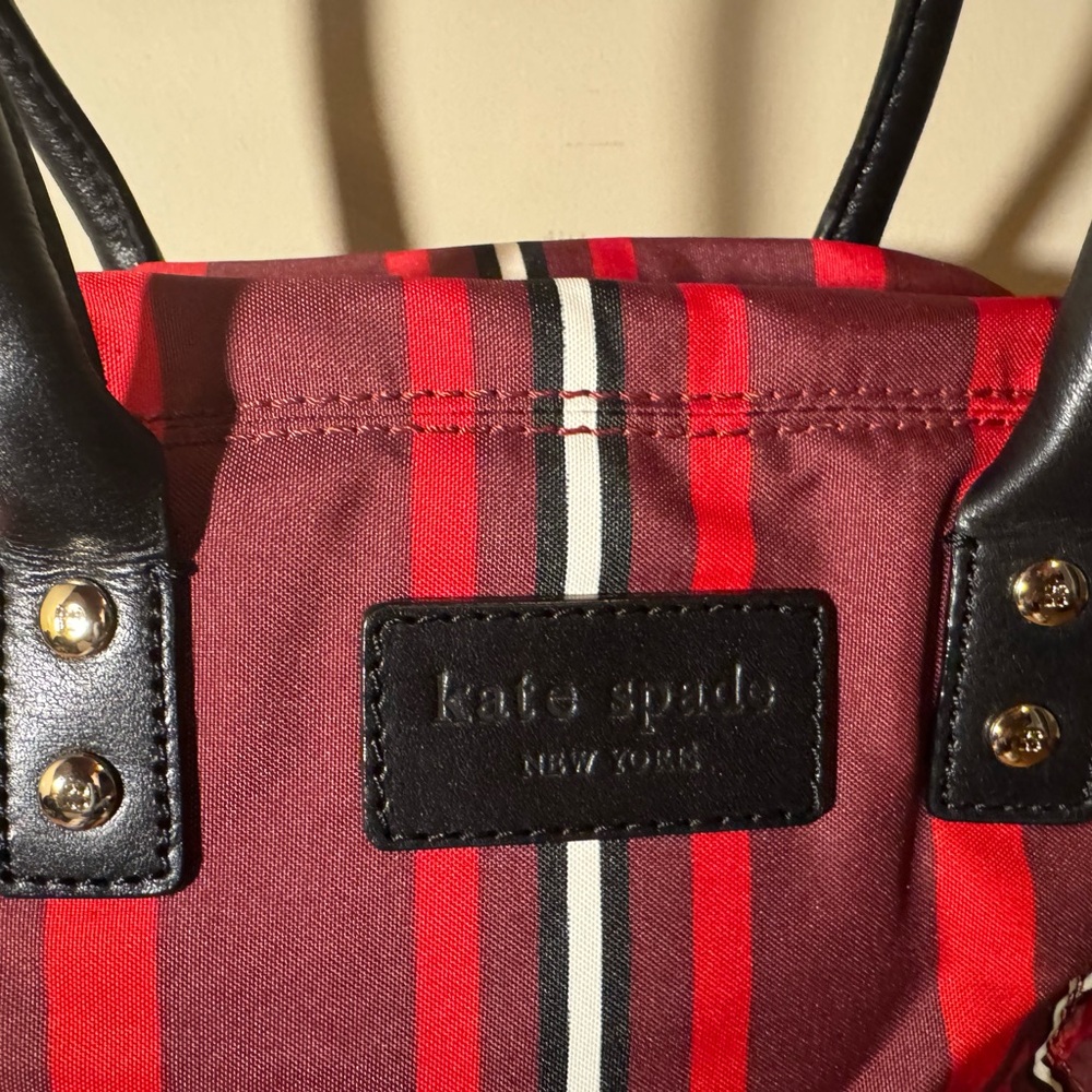 Kate Spade Red and Black Striped Satchel